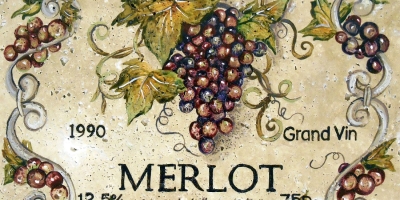 Enchanting Merlot Wine Label, 16"x16"